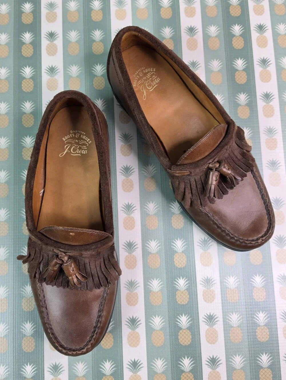 J. Crew Brown Camden leather kiltie tassel loafers